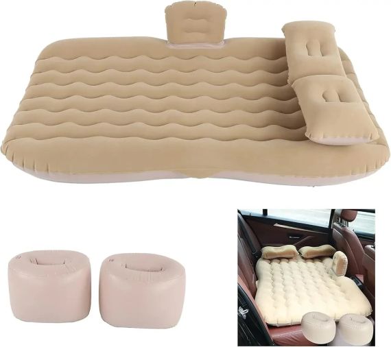 Автомобильный надувной матрас 132x80x15 см Car Travel Bed бежевого цвета для заднего сиденья | Зображення 5