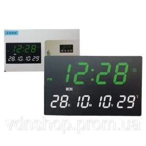 Настенные LED часы 3308 с термометром и календарем