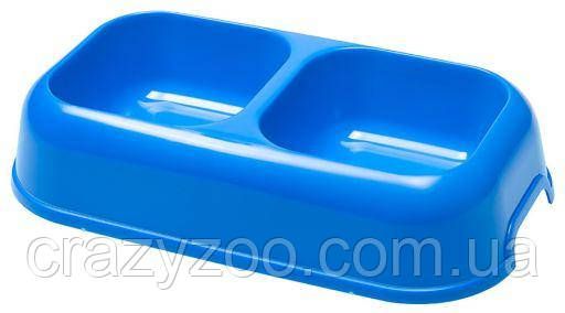 Миска для собак Ferplast Party 18 подвійна пластикова синя 31.5x18х6.6 см 2x600 мл 71118099