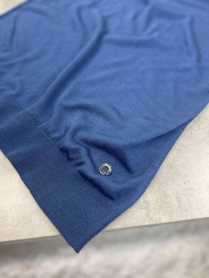 Трикотажне поло Loro Piana блакитного кольору з "V" подібним вирізом f696 | Зображення 2