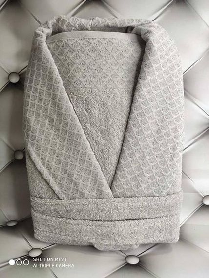 Халат мужской+полотенце (50х90см) Pupilla Mila gri Махра