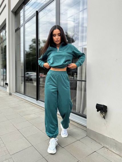Женский спортивный костюм весна-осень свитшот и джоггеры NB24049 цвет зеленый, размер 54/56 | Зображення 3