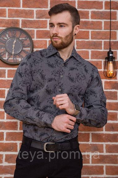 Сорочка чоловіча колір чорно-сірий розмір M FA_003782