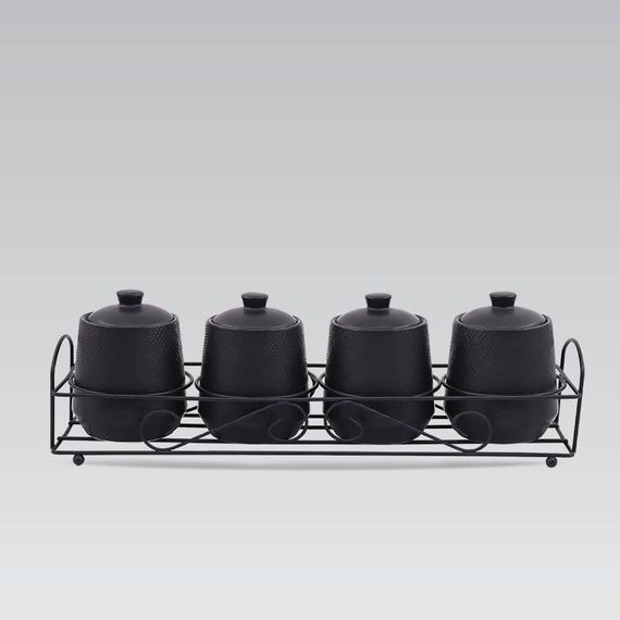Набор для специй Maestro MR-20001-04CS Black 4 керамические баночки с подставкой