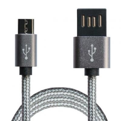 Дата кабель USB 2.0 AM to Micro 5P 1.0m Grey/Black Grand-X (FM02) (FM02) | Зображення 2
