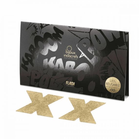 Пестисы в виде крестов Bijoux Indiscrets, золотистые Sex Aura | Зображення 1