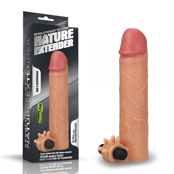 Насадка з вібрацією Add 2" Vibrating Silicone Extender, Flesh Sex Aura | Зображення 1