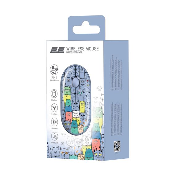 Мишка 2E MF300 PETSCATS Silent Wireless/Bluetooth Blue (2E-MF300WPETSBL) | Зображення 6