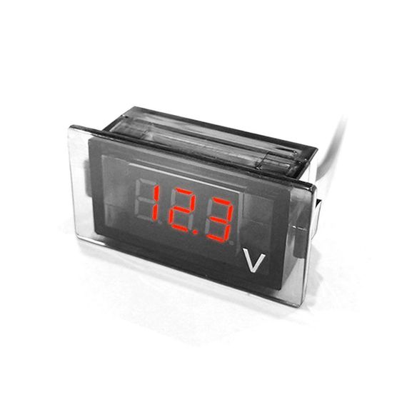 Цифровий вольтметр DY-R, діапазон вимірювань 12-24V, 49x18x26 mm, Red | Зображення 1