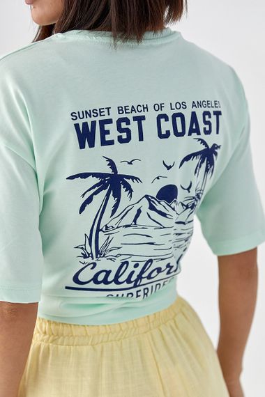 Футболка з принтом California - м'ятний цвет, M (є розміри) | Зображення 3