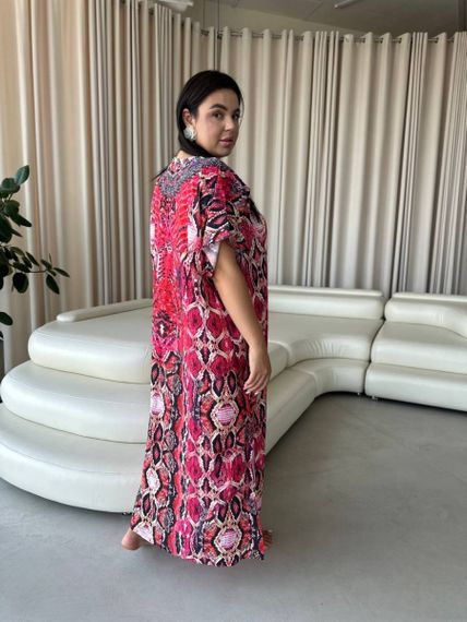 Легка максі сукня-туніка рожева PLUS SIZE для відпочинку | Зображення 2