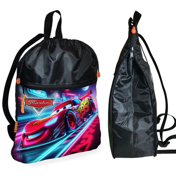 Рюкзак-мешок для обуви,спортивной формы Тачки Молния Маквин детская сумка для сменки с расширителем (01442)