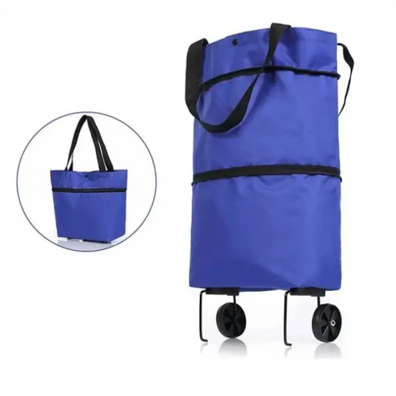 Складана сумка візок на коліщатках 49 × 41 см, портативна складана господарська сумка-візок на 65 літрів | Зображення 2
