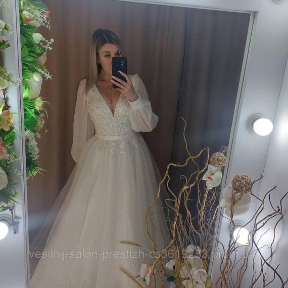 Свадебное платье, большой размер. цвет молоко | Зображення 1