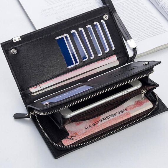 Кошелек мужской Baellerry Classic (19,5 х 10 х 3,5 см) / Мужское портмоне с ремешком / Клатч на кнопках и | Зображення 1