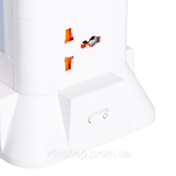 Мережевий фільтр подовжувач 4.8 м з лампою на 6 універсальних розеток з 2 USB, 1 Type-C, бездротова зарядка HP-5-3MF | Зображення 5