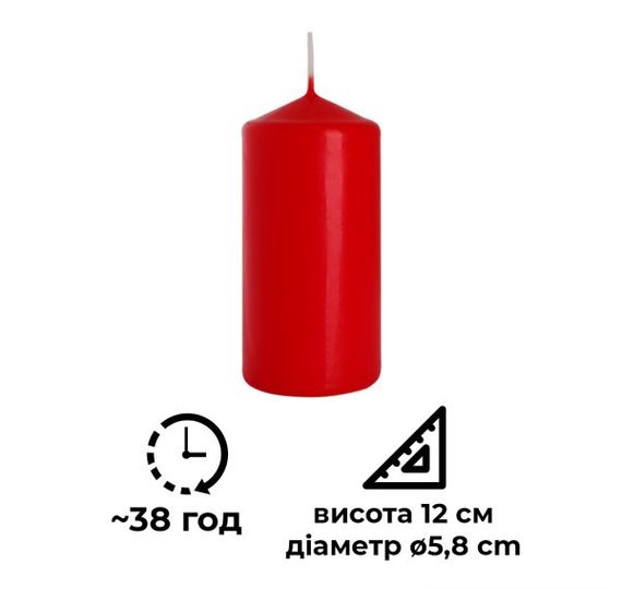 Свічка столова циліндр Bispol sw60/120-030 Червонй | Зображення 2