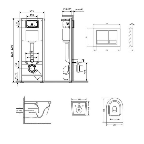 Готовое решение Qtap для ванной комнаты: подвесной унитаз Swan Ultra Quiet 485x360x320 + комплект инсталляции Nest 4 в 1 | Зображення 1