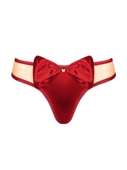 Стрінги з бантом Obsessive Rubinesa Червоно-тілесні L/XL | Зображення 4