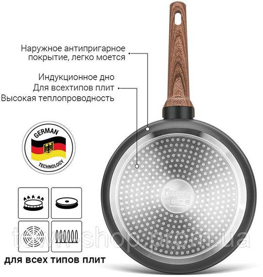 Сковорода глубокая Fissman Diamond Grey Ø24см с 5-слойным антипригарным покрытием, черный FN-14305 | Зображення 4