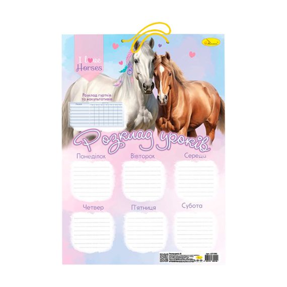 Ламинированное расписание уроков АП-0802 формат А3  Вид 1