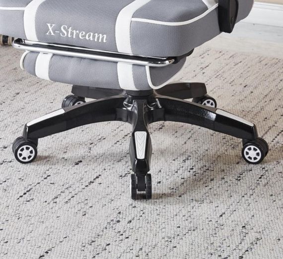 Крісло геймерське з тканини Bonro Бонро B-141 біло-сіре з підставкою для ніг (42401111) | Зображення 5