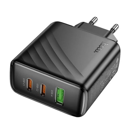 СЗУ 110-240V HOCO CS26A 1xUSB-A, 2xUSB-C, 3A, PD45W+QC3.0, Black | Зображення 2
