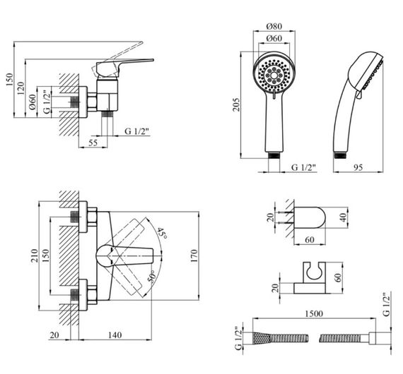 Змішувач для душа Kroner KRM Hagen - C050 (CV032256) | Зображення 1