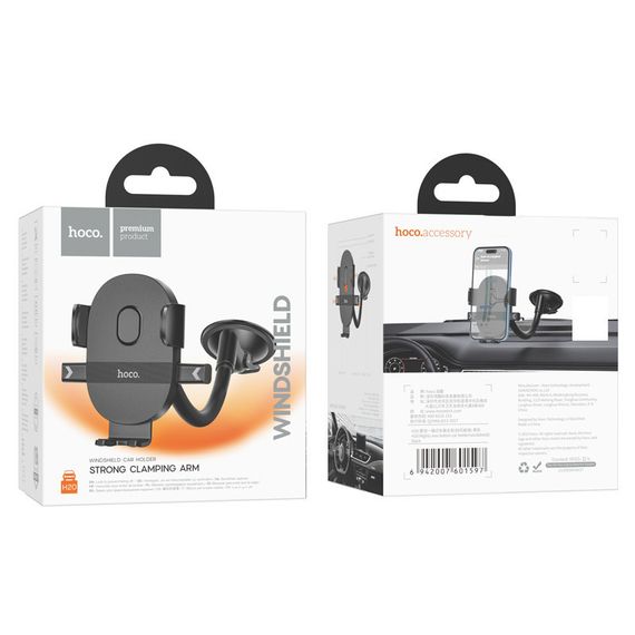 Автотримач Hoco H20 Mighty one-button (windshield) Black | Зображення 5