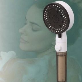 Насадка для душу 8 режимів із набором фільтрів 6шт + шланг Біла