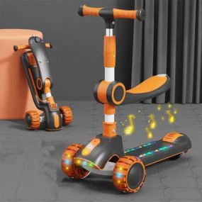 Детский трехколесный Складывающийся самокат 5-в-1 самокат с сиденьем