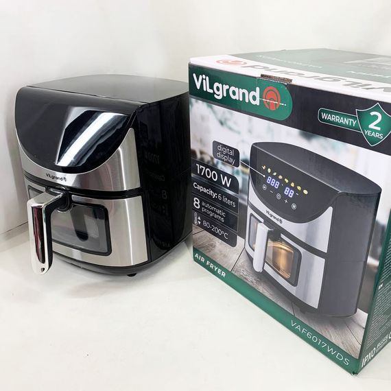 Мощная фритюрница аэрогриль ViLgrand VAF6017WDS 1700 Вт 6 л, Картошка фри без масла AD-90 | Зображення 8