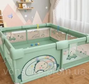 Манеж дитячий великий ігровий 150х200 см, «Динозавр» з сіткою, що дихає, дитячий ігровий манеж з міцної тканини з бортиками