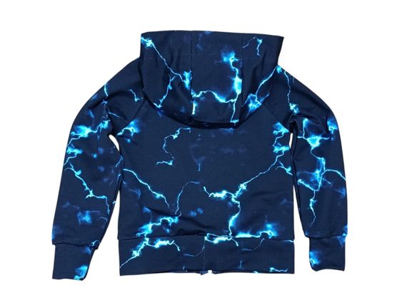 Худі дитячий весняний осінній толстовка з блискавкою темно-синій принт Блискавки 104 | Зображення 3