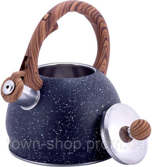 Чайник Kamille Whistling Kettle Marble 2л из нержавеющей стали со свистком, черный мрамор KM-1071 | Зображення 2