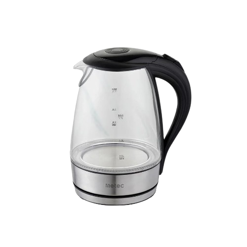 Електрочайник 1,7л 1850-2200W скло чорний EK-04GB Metec