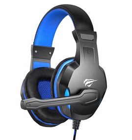 Навушники Havit HV-H763d з мікрофоном AUX чорний/синій