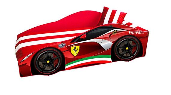 Кровать машинка серия Элит модель Ferrari красная со спортивным матрасом и подушкой | Зображення 5