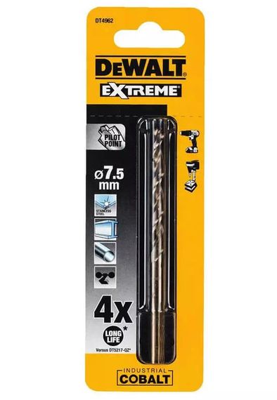 Свердло по металу DeWalt EXTREME INDUSTRIAL COBALT HSS-CO 7.5 мм (DT4962)