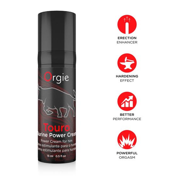Крем для усиления эрекции Orgie Touro Power Cream, 15 мл, с таурином, гинкго и корнем женьшеня | Зображення 2