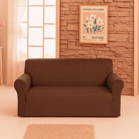 Чохол на диван 2-місний Велюр коричневий Love You