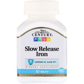 Микроэлемент Железо 21st Century Slow Release Iron 45 mg 60 Tabs