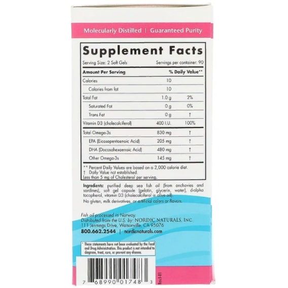 Омега 3 Nordic Naturals Prenatal DHA 500 mg 180 Soft Gels Unflavored NOR-01748 | Зображення 1