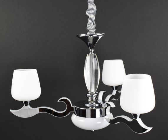 Люстра підвісна на 3 лампочки з пультом 27162 Хром 50-100х62х62 см. | Зображення 1