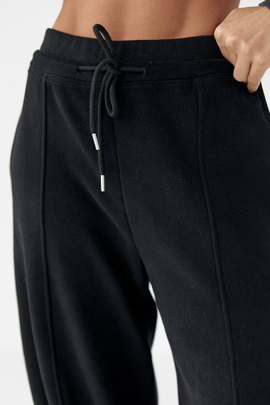 Спортивні штани палаццо з накладною кишенею - чорний цвет, M (є розміри) | Зображення 3