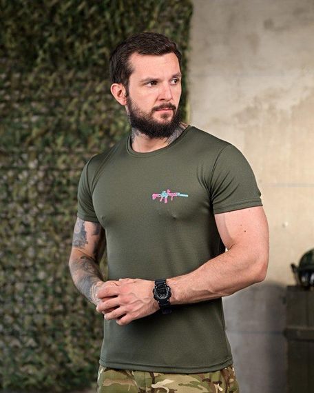 Тактична потовідводяща футболка gun oliva ПП4645 | Зображення 2