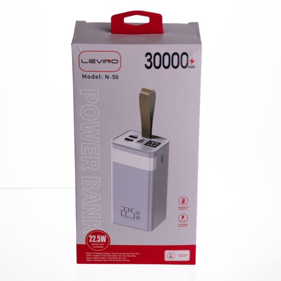Повербанк 30000 mAh зі швидким заряджанням і ліхтариком 22.5 Вт powerbank заряджання для телефона ґаджетів Білий HP-N50 | Зображення 5