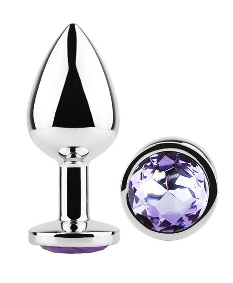 Анальна пробка з кристалом EGZO - Silver Round Plug Amethyst size M Sex Aura | Зображення 1