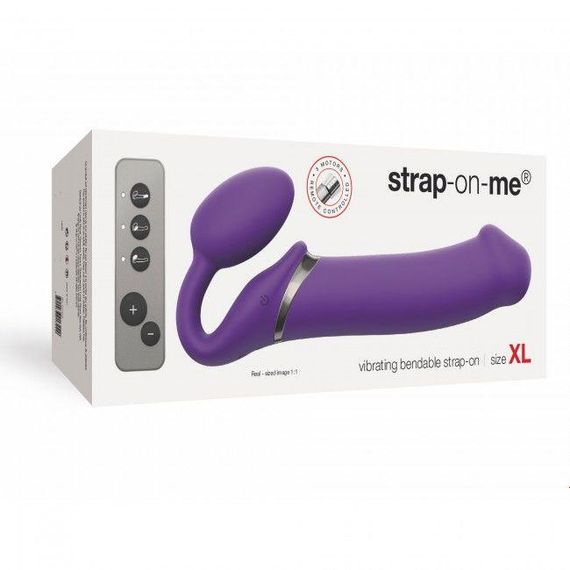 Безремневой страпон с вибрацией Strap-On-Me Vibrating Violet XL, диам. 4,7см, пульт ДУ, регулируемый sexstyle | Зображення 11