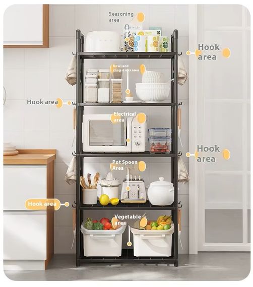 Полиця стелаж для кухні підлогова на 5 ярусів 50х170х30 см Storage rack XL-1330 | Зображення 2
